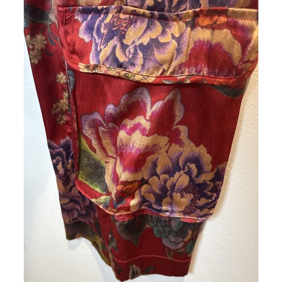 Biya Johnny Was Silk Floral Crop Pants Women's Size XS Pull On Pockets - Picture 5 of 16